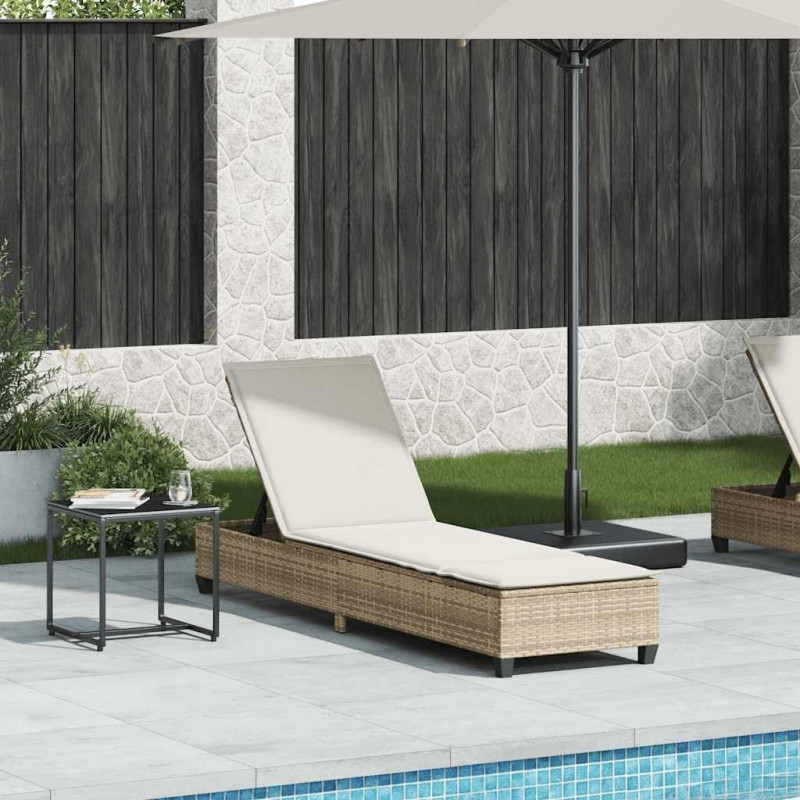 Vidaxl Leżak z poduszkami beżowy 55x200x25,5cm polirattan Lumarko! Lumarko!