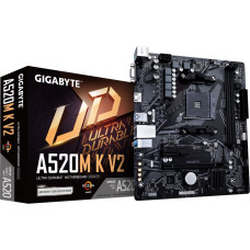 Gigabyte A520M K V2 Motherboard - Supports AMD Ryzen 5000 Series AM4 CPUs, up to 5100MHz DDR4 (OC), PCIe Gen3 x4 M.2, GbE LAN, USB 3.2 Gen 1