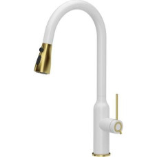 Quadron Bateria kuchenna Quadron Jessica Q LINE PullOut SteelQ stojąca biały z elementami wykończonymi złotym (84818011)