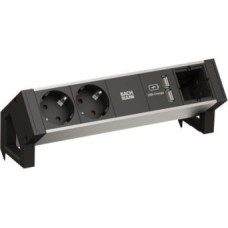 Bachmann BACHMANN DESK2 ALU BLACK 2x gniazdo z uziemieniem, 1x ładowarka USB i 1x ABD GST18