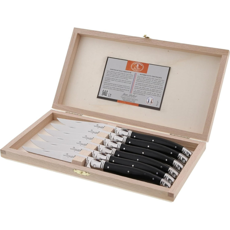 Laguiole Tradition Jean Dubost Laguiole 6 pcs. Knife Set, Acrylic Black