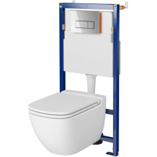 Cersanit Zestaw podtynkowy Cersanit SET B657 TECH LINE OPTI, miska zawieszana CASPIA CleanOn, deska duroplastowa wolnoopadająca, przycisk OPTI A1 chrom błysk (S701-648)