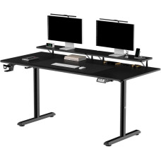 Ultradesk Biurko, elektycznie regulowany, 160X70 cm, 72-117 cm, HIGHLANDER XXL BLACK, czarny, ULTRADESK