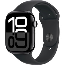 Apple Watch Series 10 GPS 46mm Jet Black Aluminium Case with Black Sport Band - M/L, OLED, Touchscreen, 64 GB, Wi-Fi, GPS (satellite), 36.4 g