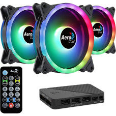 Aerocool DUO12PRO Kit 3xFan 12cm ARGB LED Dual Ring Antivibration 6 Pins Black