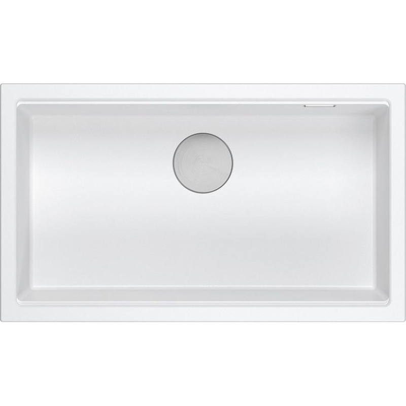 Graniteq Zlewozmywak GraniteQ LOGAN 110 GraniteQ zlewozmywak snow white 76x44x23,5 cm 1-komorowy podwieszany z syfonem manualnym stal szlachetna