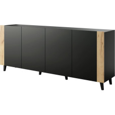 Cama Meble FARO chest of drawers 200x42x82 matte black + oak craft