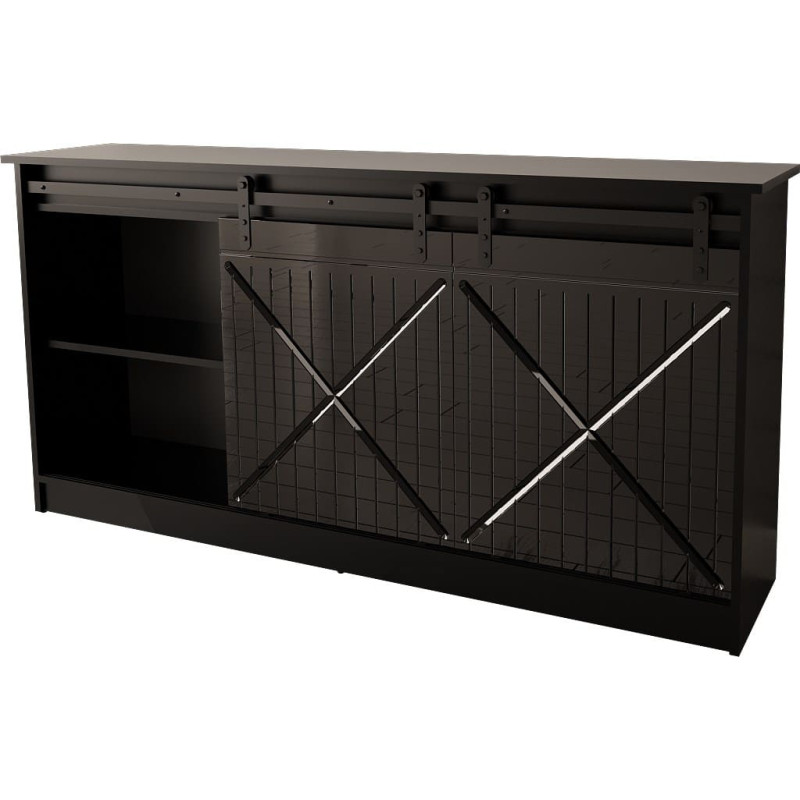 Cama Meble Chest of drawers 160x80x35 GRANERO black/black gloss