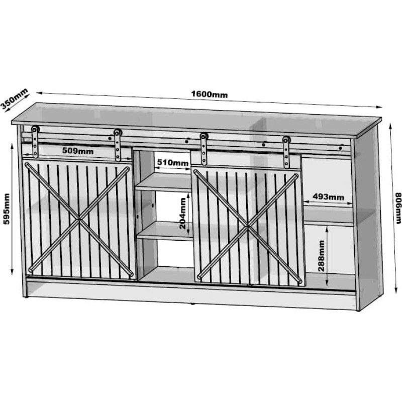 Cama Meble Chest of drawers 160x80x35 GRANERO black/black gloss