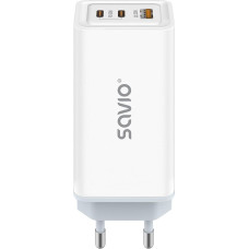 Savio LA-07 GaN 65W mains charger, USB, QC4.0+, PD 3.0, White