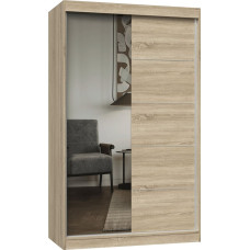 Topeshop SZAFA PRZESUWNA IGA 120 CM 1 LUSTRO SZPROSY DĄB SONOMA