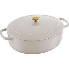 Ballarini Garnek żeliwny owalny Ballarini Bellamonte - Kość słoniowa, 7.5 ltr