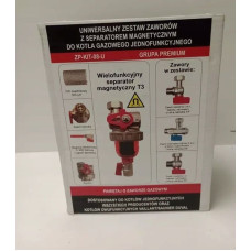 Samee Uniwersalny zestaw zaworów kątowych do kotłów gazowych jednofunkcyjnych z separatorem magnetycznym T3 (S) 2x3/4 i 2x3/4
