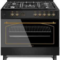 Ravanson KWGE-K90-6 TOP CHEF cooker Freestanding cooker Electric Gas Black